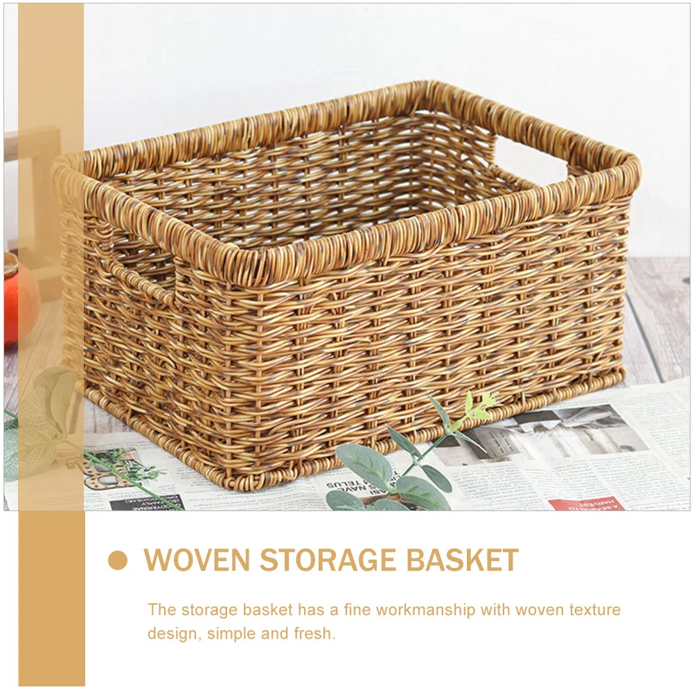 

Desktop Basket Woven Storage Dining Room Table Decor Organizing Pp with Handles