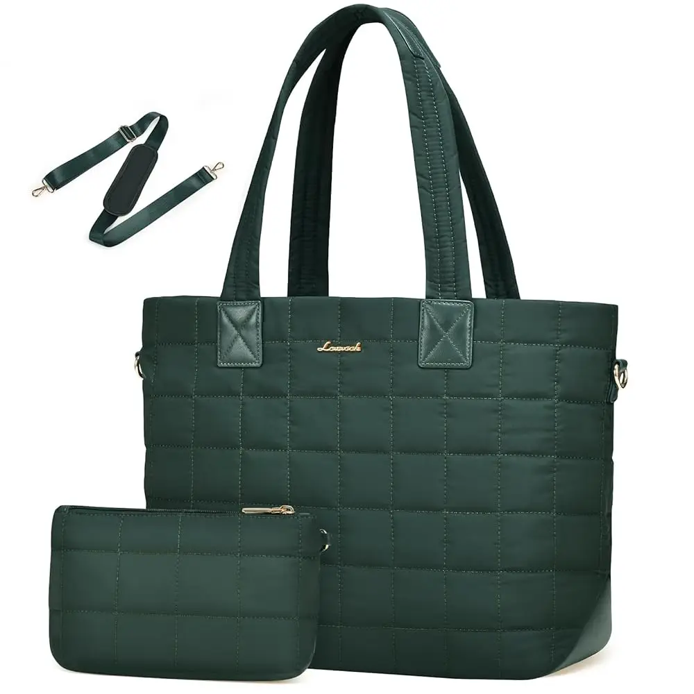 

Laptop Tote Bag for Women, 15.6 Inch Large Puffer Work Computer Tote Bags for Teacher Nurse, Quilted Women's Purse Tote Shou