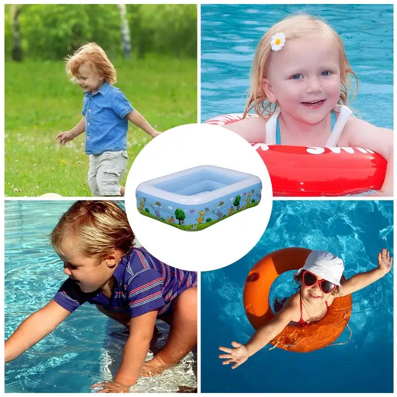 1.2/1.5M Blue Square Inflatable Children\'s Baby Water Swimming Pool Air Pool Paddling Pool For Home Garden Grass Ground