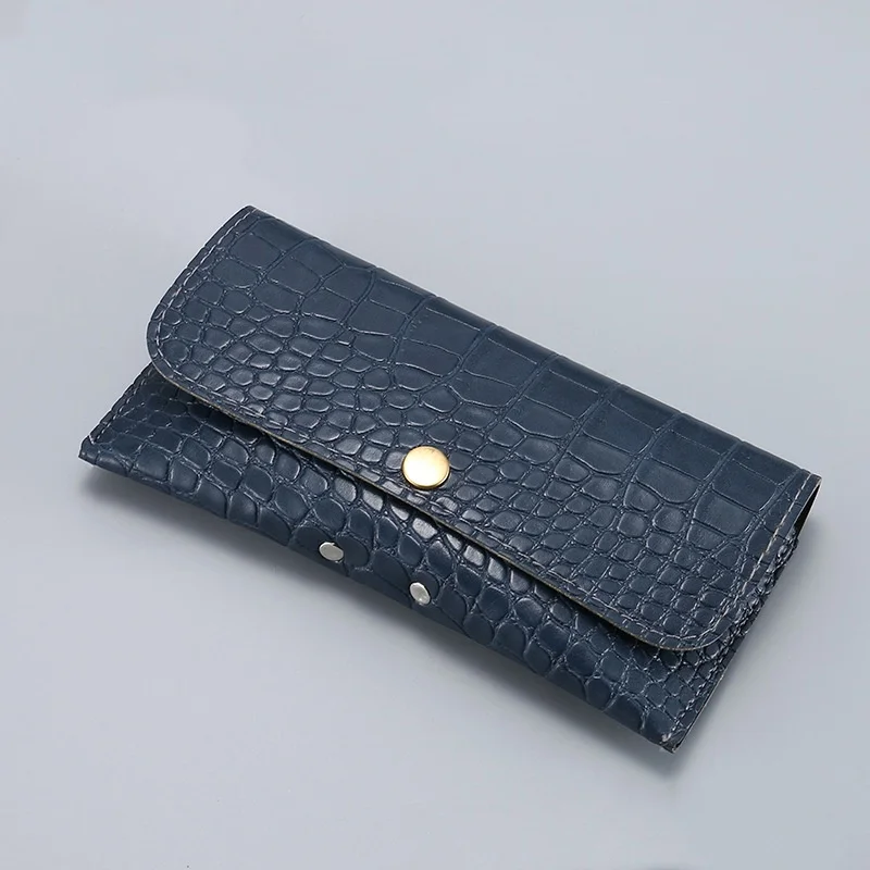 Fashionable Crocodile Pattern Rectangular Soft Shell Glasses Case Leather Bag Sunglasses Storage Box