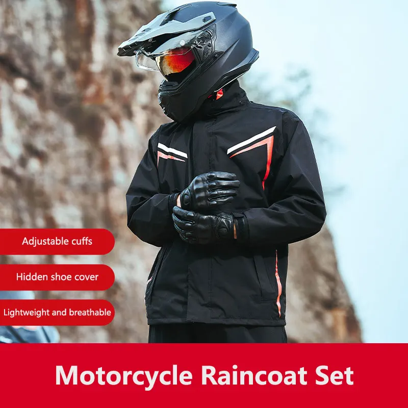 Motorcycle Rain Suits For Men & Women Waterproof Anti-storm Raincoat High Visibility Rain Gear For Cycling Motor Riding