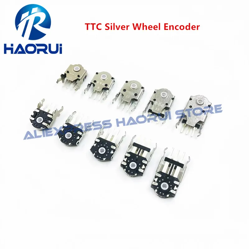 5Pcs TTC Silver Wheel Encoder 8MM 9MM 10MM 11MM 14MM Rotary Mouse Decoder 24 million lifespans Harder feel / higher precision