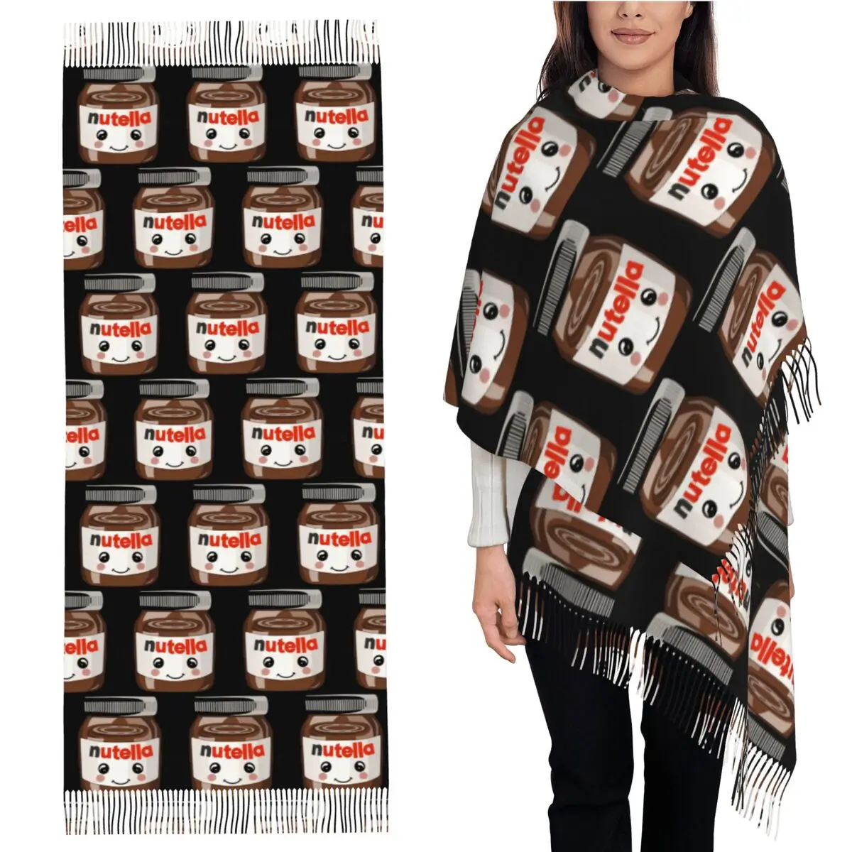 

Nutella Cutie Scarf Tassel Scarves Women Soft Warm Shawls and Wraps Long Fall Winter Shawl Wrap