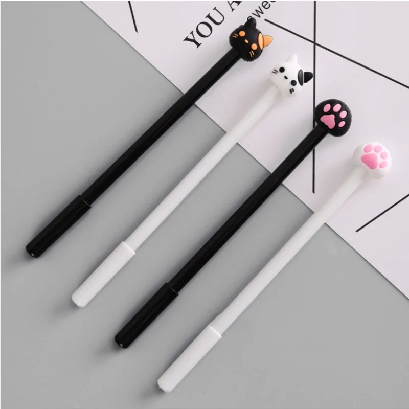 24Pcs creative cartoon cute cat cat paw gender-neutral pen, student stationery office supplies