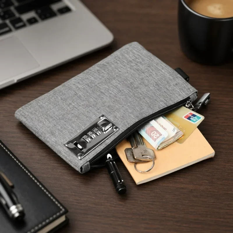 Mini Password Lock Anti-Theft Wallet Portable Multifunction Card Holder & Phone Storage Pouch Protective for Daily Use