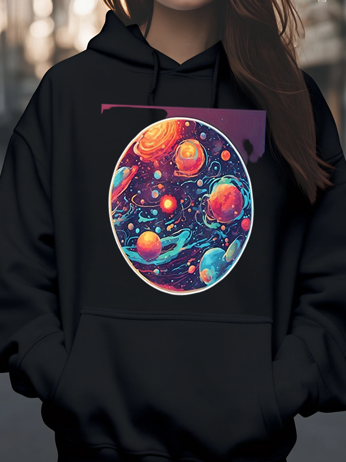 

Толстовка с принтом Galaxy Planet для женщин, повседневная одежда, наряд с космической тематикой