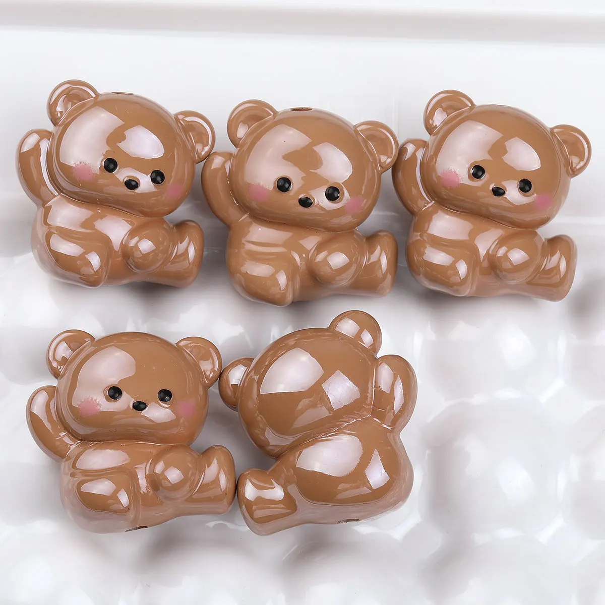 3pcs Acrylic Beads Brown Bear Shape Loose Spacer Beads Craft Beads For DIY Jewelry Making - Bracelet Necklace Earring Keychain