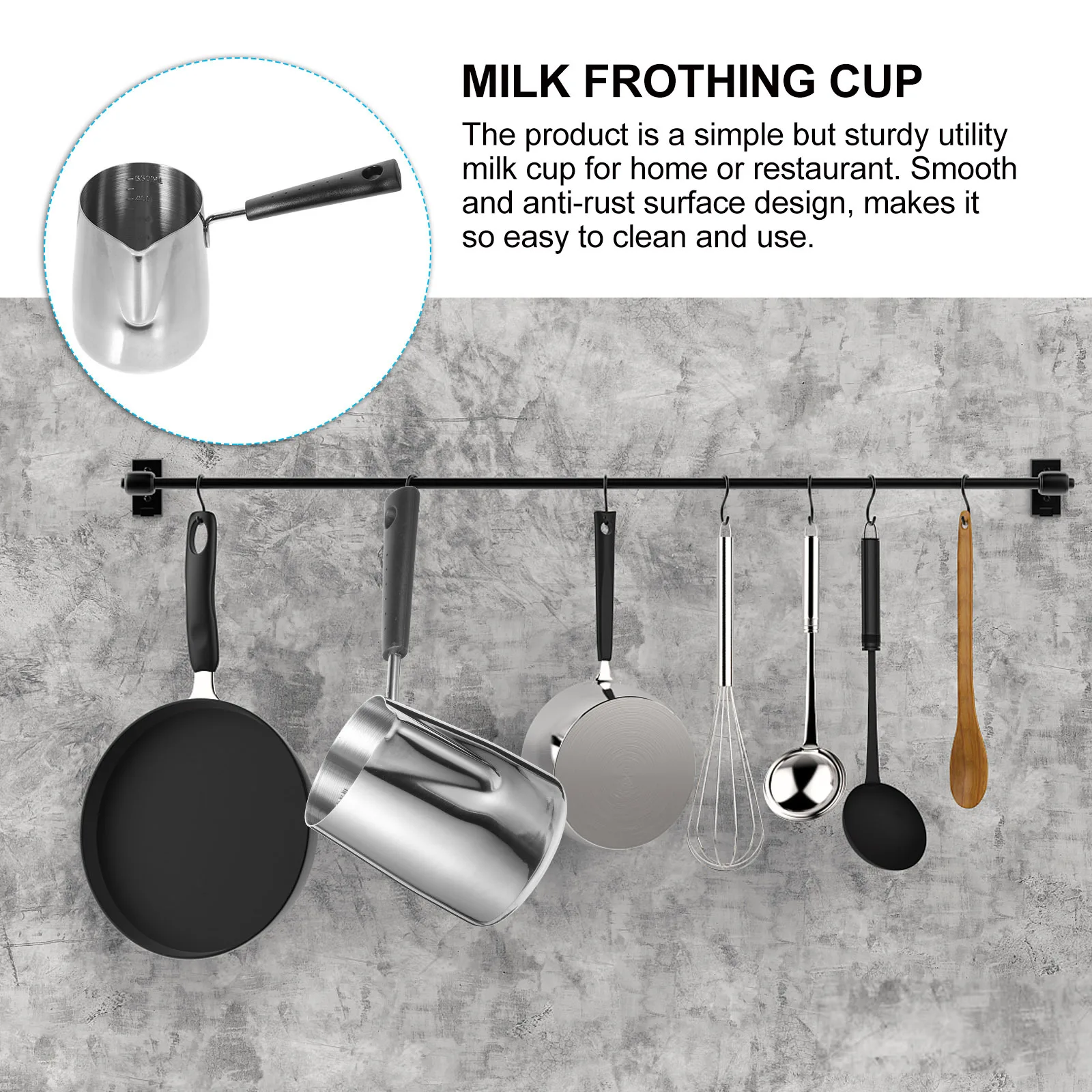 

Stainless Steel Milk Steaming Pitcher Large Capacity Easy to Clean Ergonomic Design for Espresso Latte Art