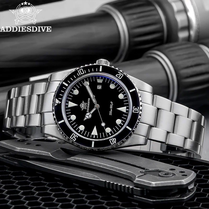 

ADDIESDIVE 39mm Men's Watches AD2068 BGW9 Super Luminous 20Bar Waterproof Display Calendar Quartz Watches