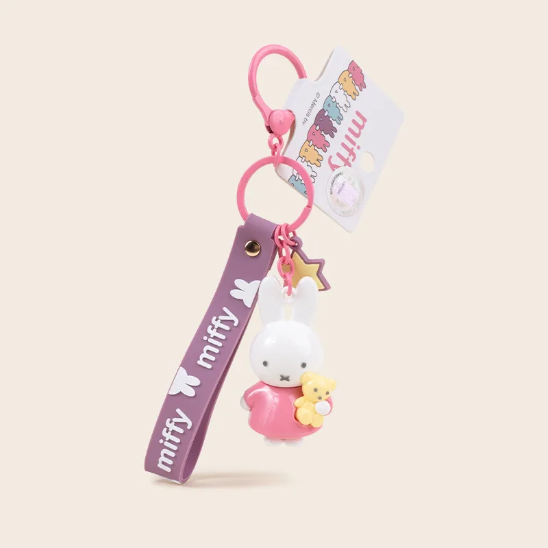 

Miffy Kawaii Rabbit Keychain Backpack Pendant Car Key Accessories Decoration Anime Peripheral Keyring Collect Gifts