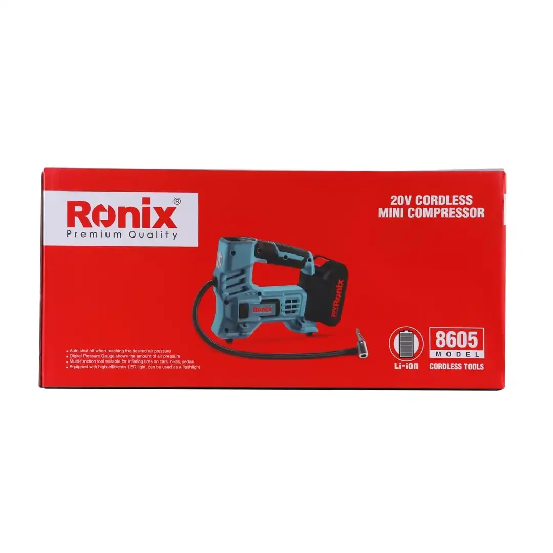 for Ronix 8605 Model Wireless 20v Tire Inflator Portable Mini Cordless Air Pump Car Housing Air Compressor