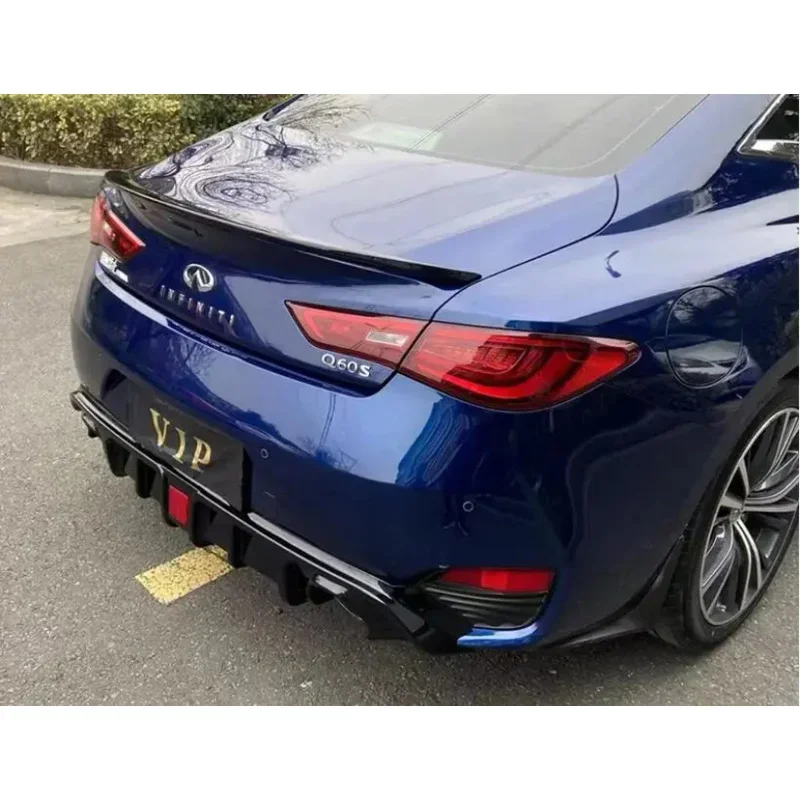 ABS Black Rear Bumper Diffuser For Infiniti Q60 Q60S Q60L 2016 2017 2018 2019 Trunk Door Lip Spoiler