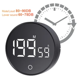 마그네틱 LED 디지털 주방 타이머 대형 LED 디스플레이, 기계식 알림 알람 스톱워치 알람 시계, 요리 작업 공부용