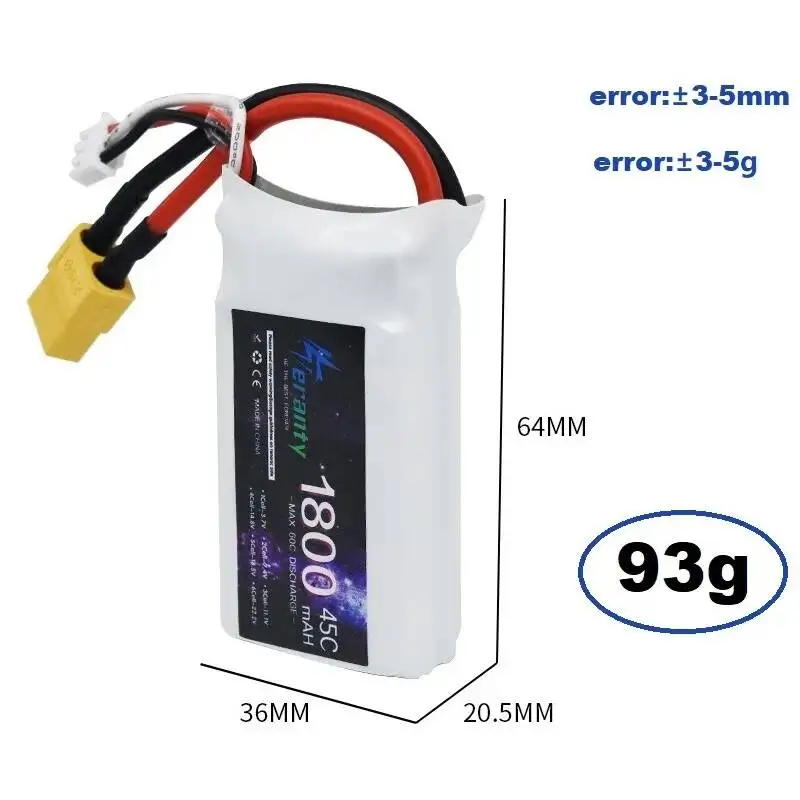 3PC 7.4v 2S 1800mAh 45C LiPo Battery For RC Drone Quadcopter Helicopter Car Boat Spare Parts With T JST XT30 XT60 Plug Batteries