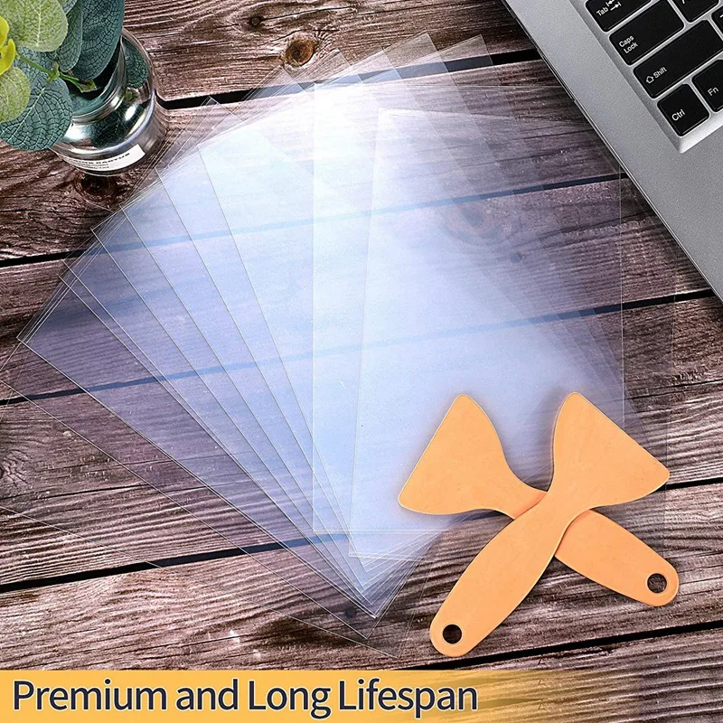 A34M-12Pcs FEP Film 200X140X0.15 مم سمك للطابعات ثلاثية الأبعاد للأشعة فوق البنفسجية، LCD SLA الراتنج، مع قطعتين من الملاعق البلاستيكية البديلة