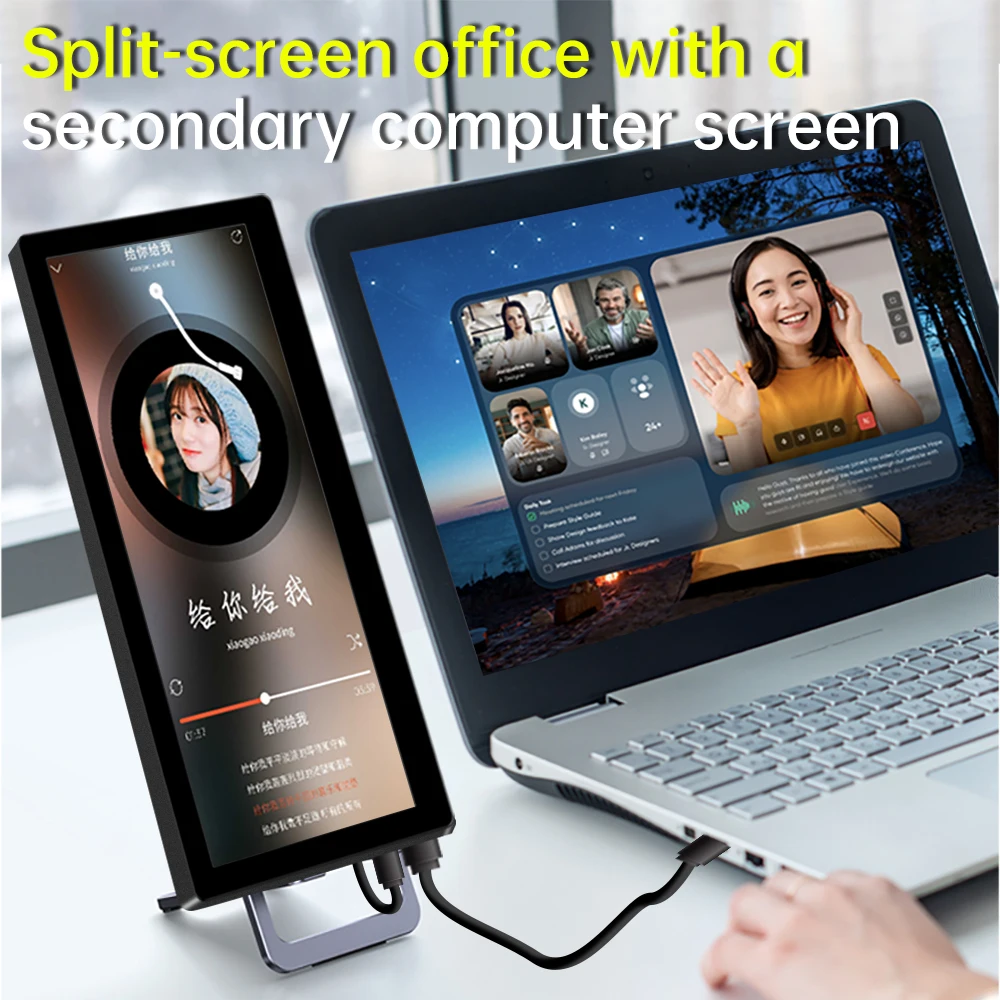 12.3インチ 1920x720 IPSスクリーンモニター、HD LCDバーエクステンダーモニター（ノートパソコン/PC/Switch/Xbox対応）、Type-C & HDMIポート搭載