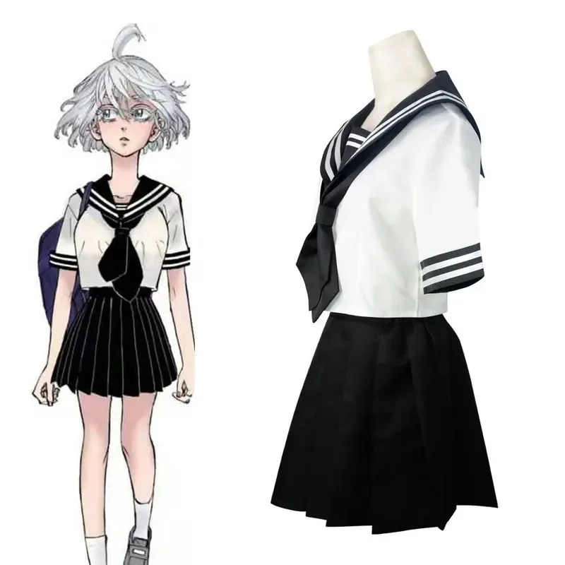 

2025 yiyiAnime Tokyo Revengers Senju Kawaragi Cosplay Costume Sailor Suit Black White Uniform Halloween Role Play Girls Women Wi