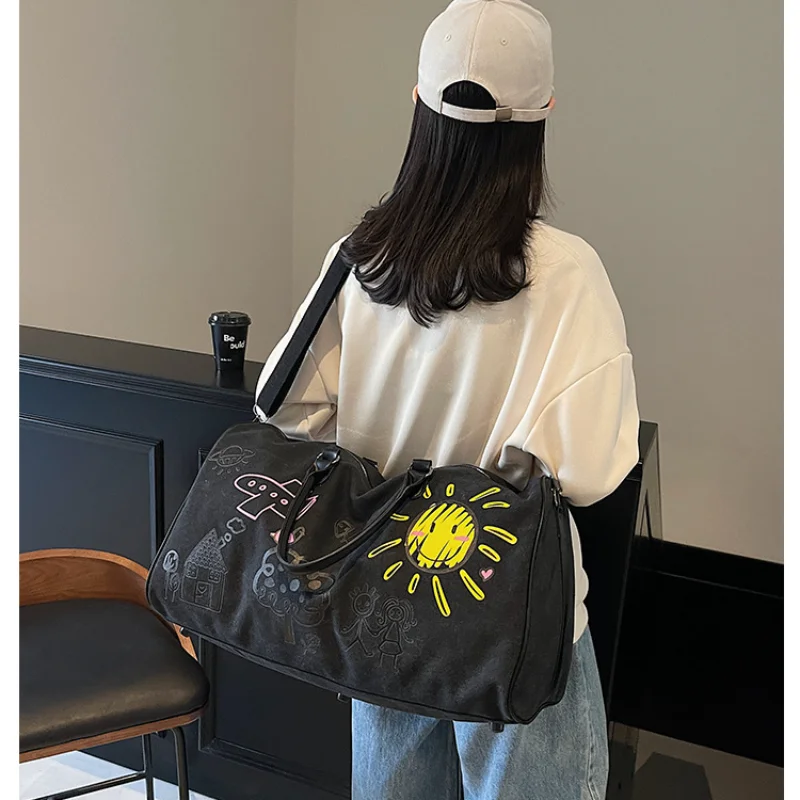 Graffiti Style Fashionable Crossbody Bag, Outdoor, Sports, Fitness, Large Capacity, Multifunctional, Oxford Cloth, New Handbag