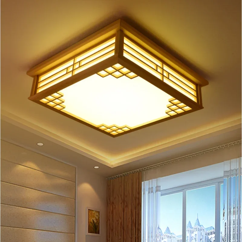 

Japanese Sheepskin Paper Wooden LED Light Ceiling Lights For Bedroom Dinning Room