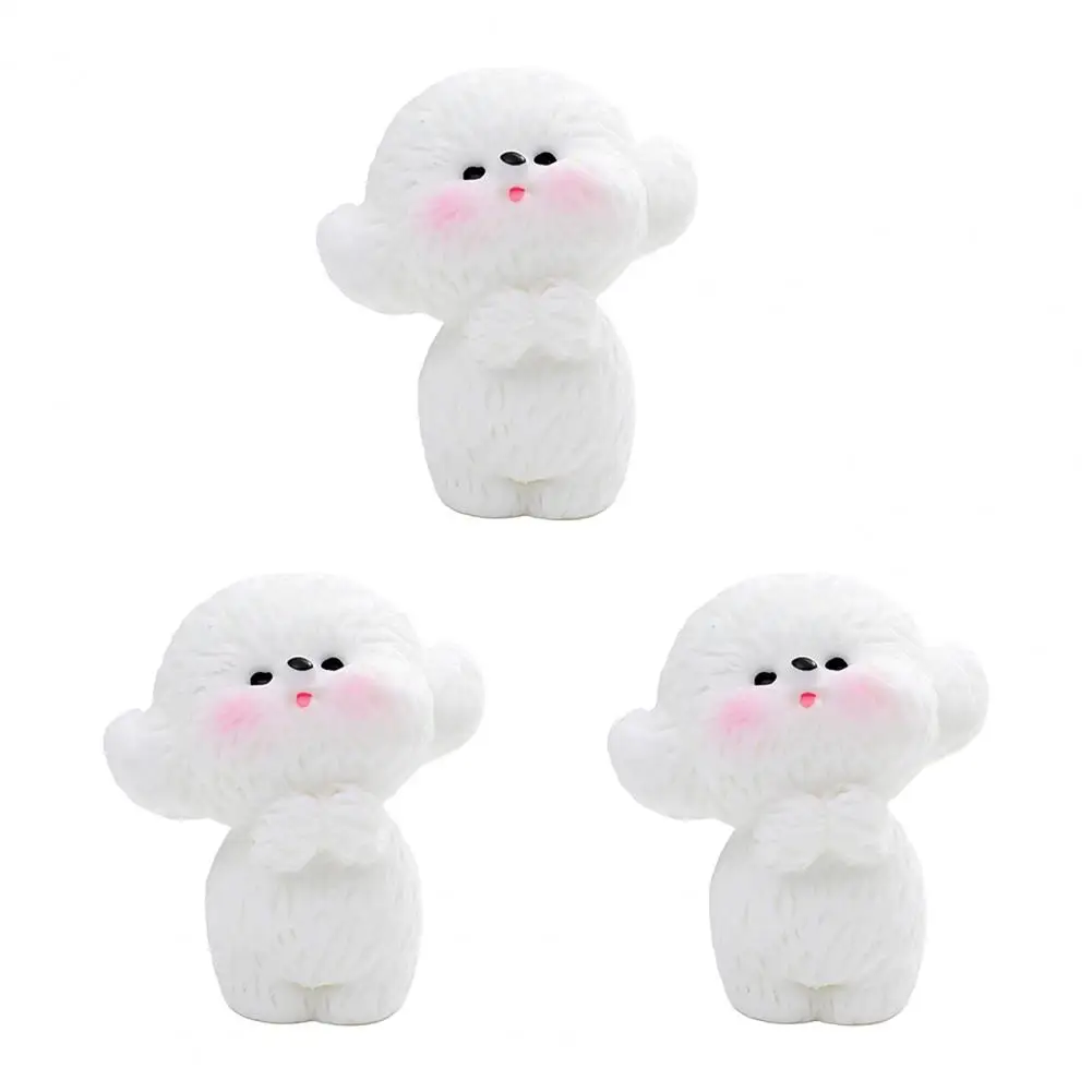 Decorative Resin Pieces Dog Resin Decor 3pcs Cute Dog Figurines Resin Car Dashboard Decorations Mini Adhesive for Women’s