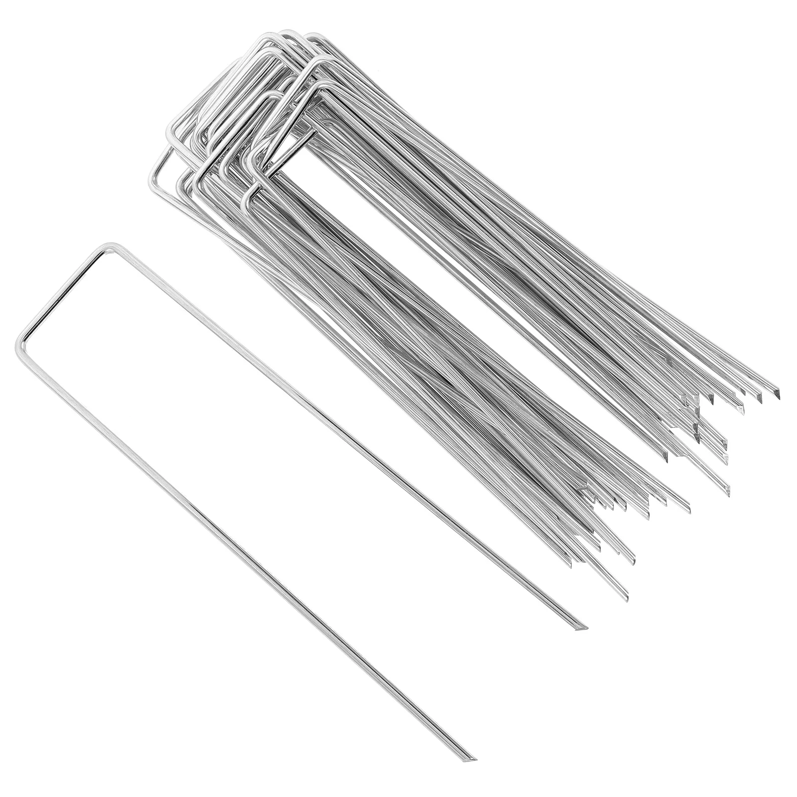 

50Pcs 6 Inch 11 Gauge Heavy Duty Galvanized Landscape Staple Reusable Anti-Rust Metal Garden Stakes Pegs for Sod Turf Drip Lines