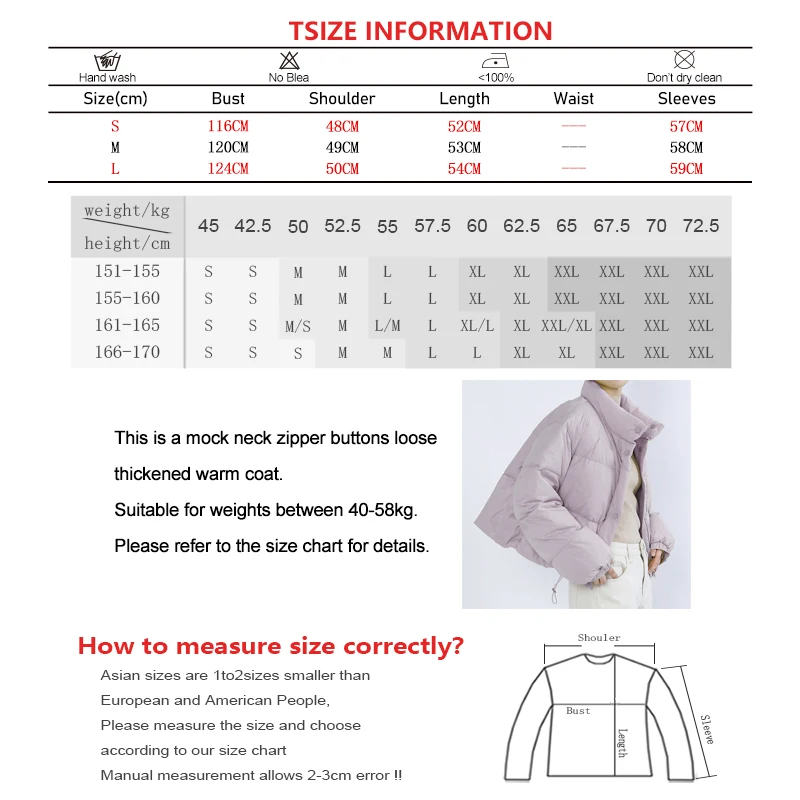 ABRINI Women Winter Casual Mock Neck Thicken Down Coat Pocket Warm Loose Cotton-padded Jacket Zipper Buttons Solid Short Outwear