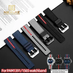 Black Grey Blue Nylon Silicone Base Watch Strap For Panerai SUBMERSIBLE PAM1391/1565 Luna Rossa Watchband With 24mm Menās strap