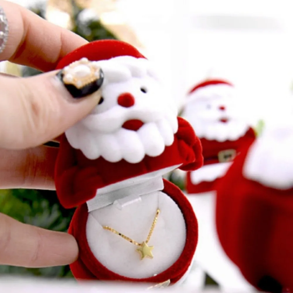 

Christmas Bell Christmas Jewelry Box Snowman Flocked Christmas Tree Ornament Anti-collision Storage Santa Claus Rings Box