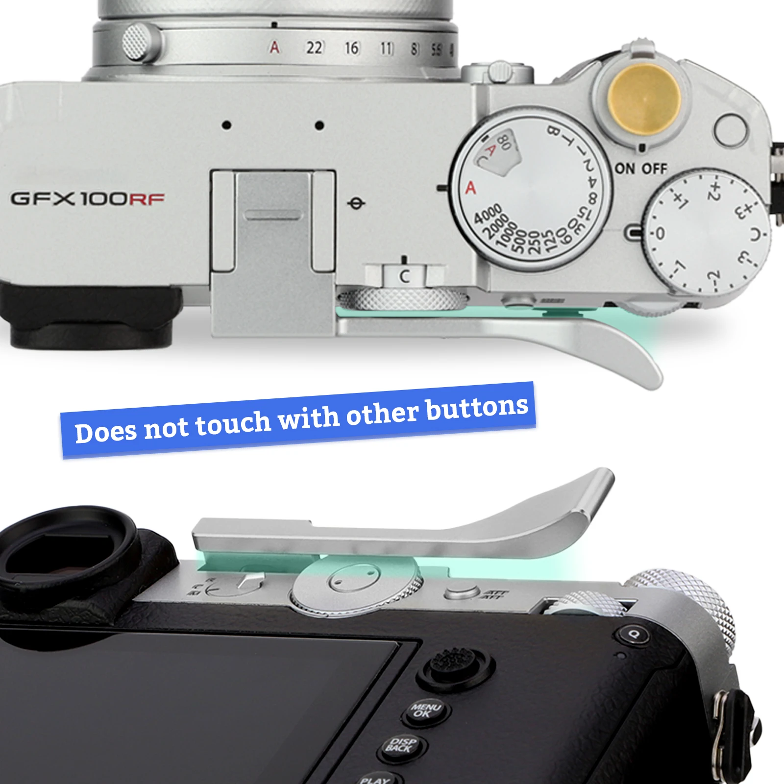 Haoge Metall-Daumen-Up-Griff für Fujifilm GFX100RF Kamera, digitales Zubehör, GFX 100RF, Blitzschuh, Daumen-Up-Rest, Unterstützung, Silber – Detail 4