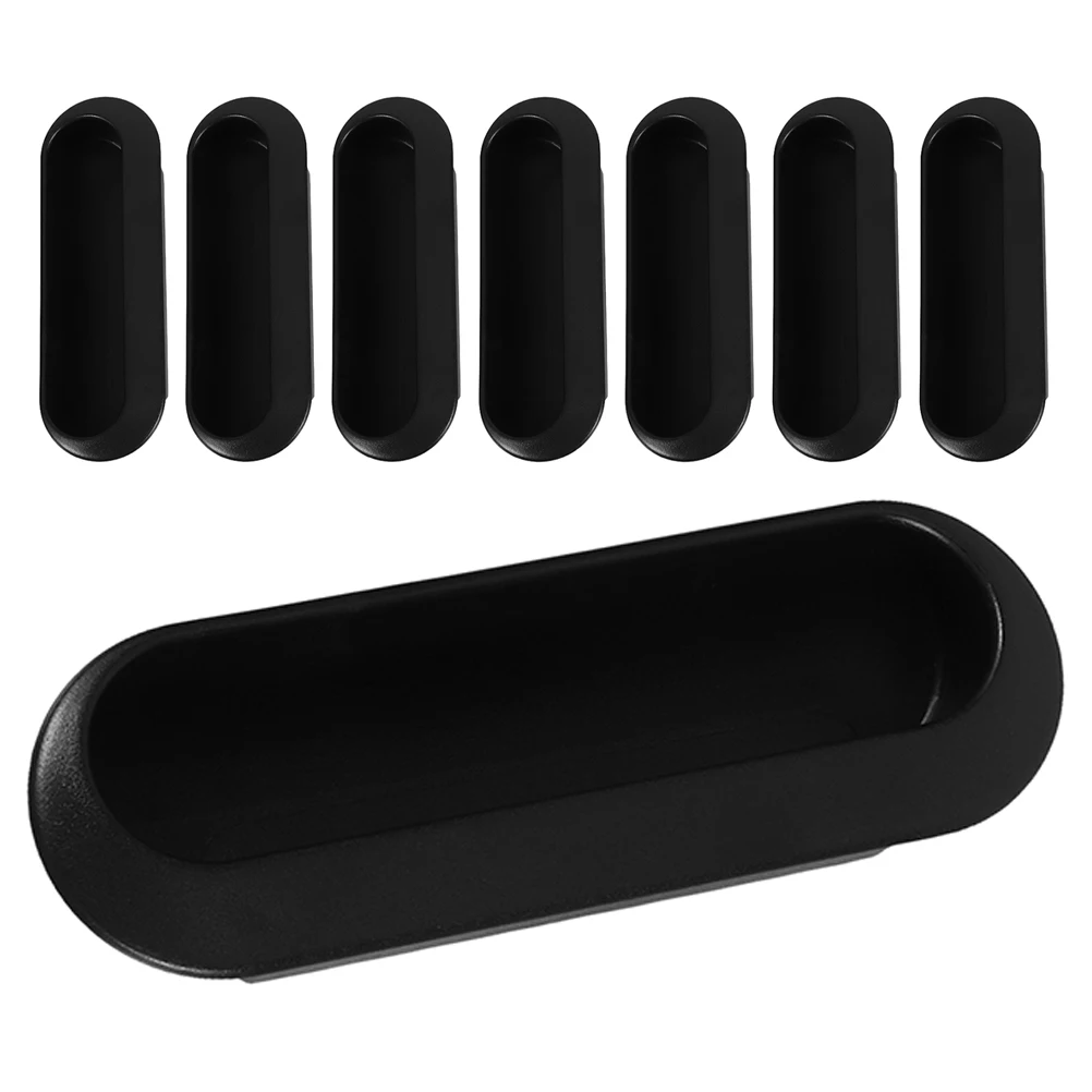 

8pcs Cabinet Pull Handles Plastic for Cupboards Wardrobes Sliding Doors Concealed Hidden Pulls Black