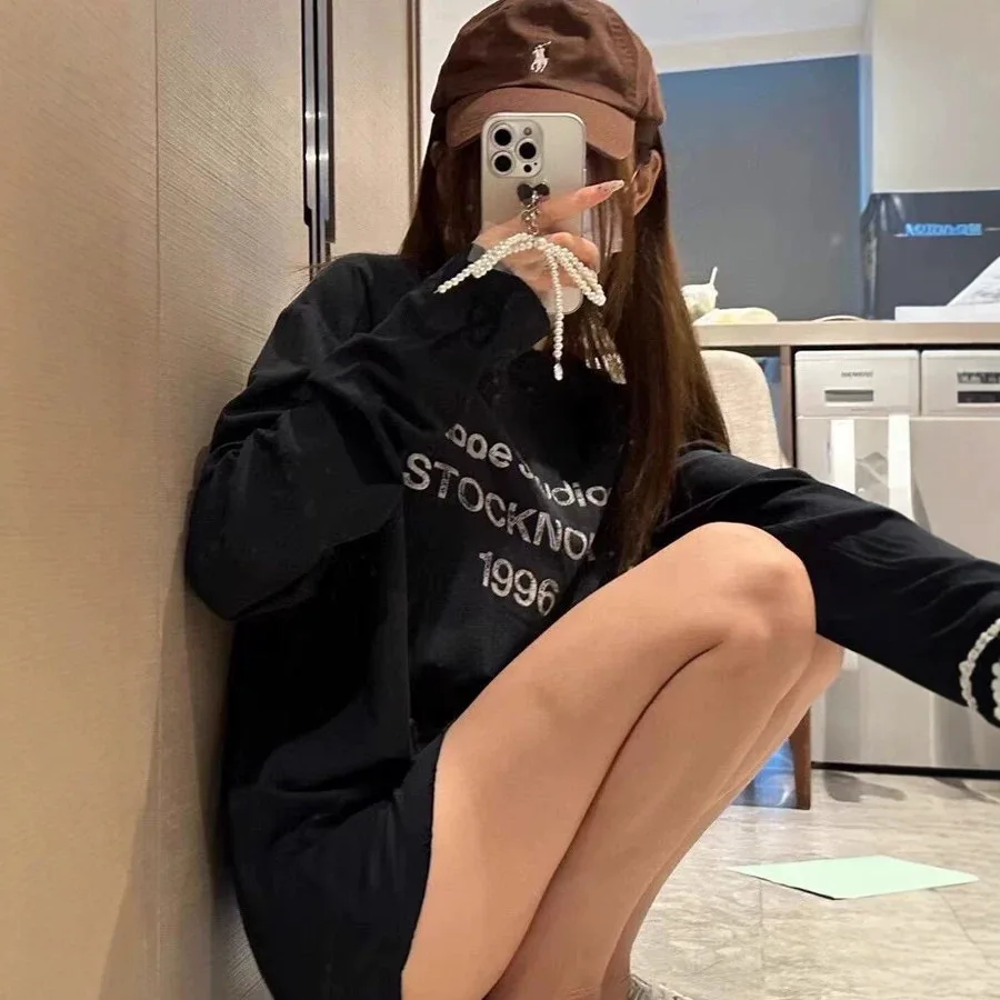 Women's Spring and Autumn Literary Style Lazy Retro Fashion Versatile Underwear Outerwear Long Sleeve Top