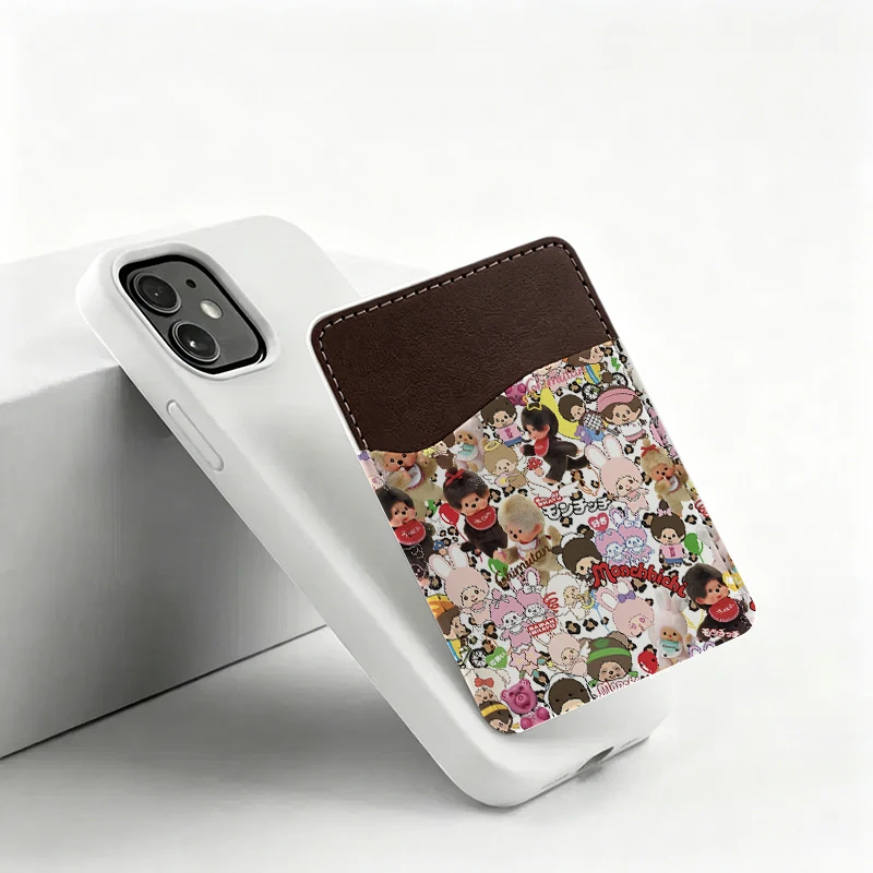 MONCHHICHI Phone Wallet Women Men PU Leather Phone Card Holder for Back of Phone, DIY Credit Card Pocket for Phone Case Gift view 2