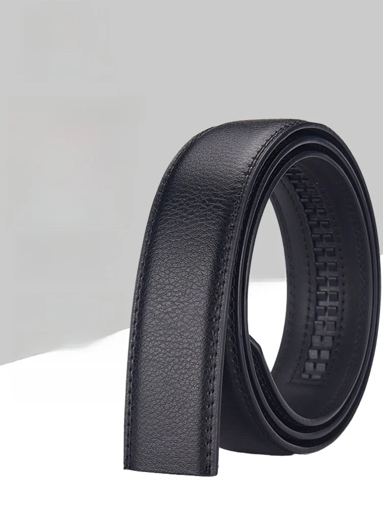 Men's Automatic Buckle Belt Extended Length No Headband Leather Belt Casual Style Business Wear Suitable for All Pants