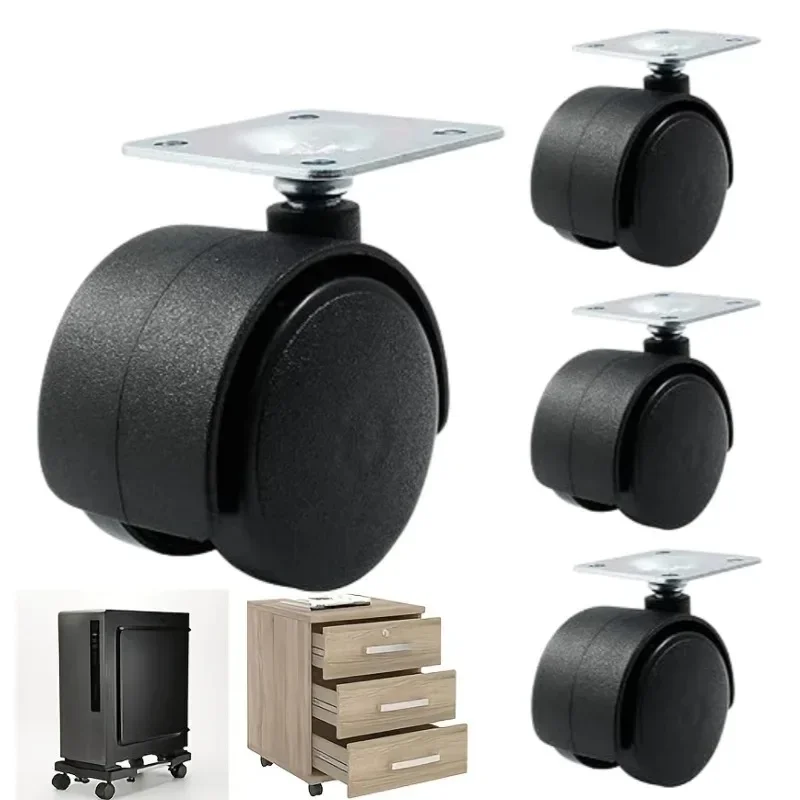 4Pcs Floor Protector Rubber Caster Wheels with Brake 1.5 Inch Universal Furniture Caster Wheel 360° Swivel  Top Plate Mounting