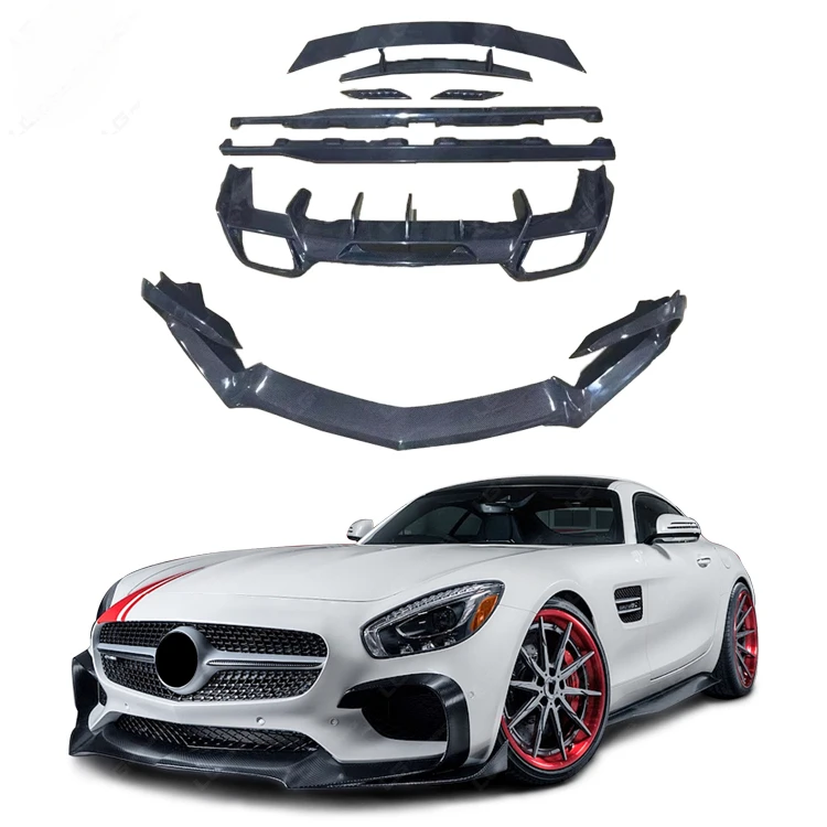 AMG GT RZ Style Carbon Fiber Body Kit For Mercede AMG GT  with Front Lip Side Skirts Diffuser Spoiler