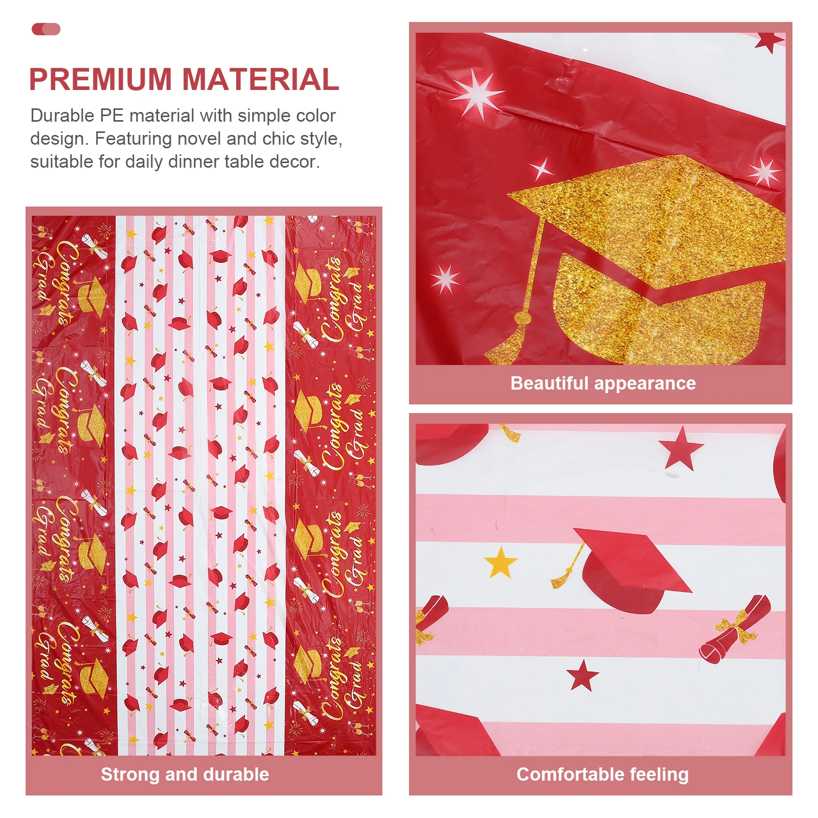 

130x220 Red Graduation Cap Tablecloth Disposable Party Decor Home Hotel Restaurant Dinner Graduation Scene Prop PE Material