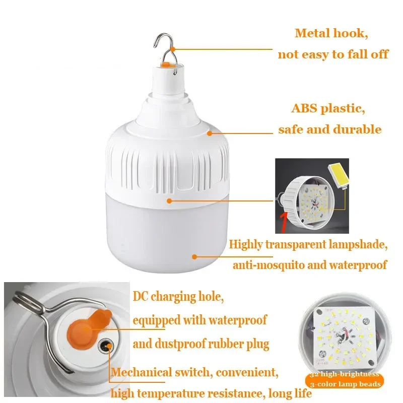 Xiaomi Mijia USB LED Rechargeable Camping Lamp Portable 4800mAh Battery Light Bulbs For Room Outdoor Emergency Lighting