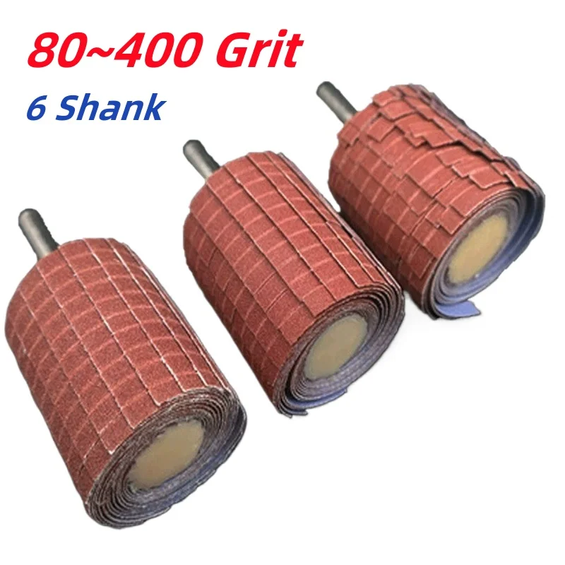 

80~400 Grit 6mm Shank Mounted Abrasive Sanding Flap Wheel Cloth Striping Polishing Brush For Curved Surface Wood Carving