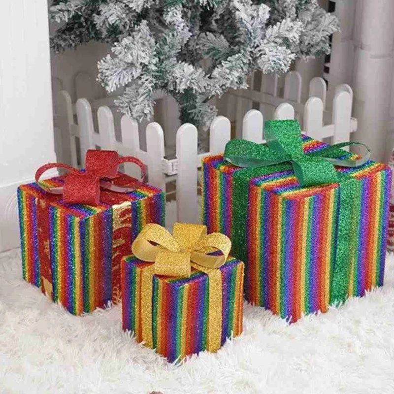 Gift Box Under The Christmas Tree Luminous Decorative Gift Box Rainbow Gift Box Luminous Gift Box