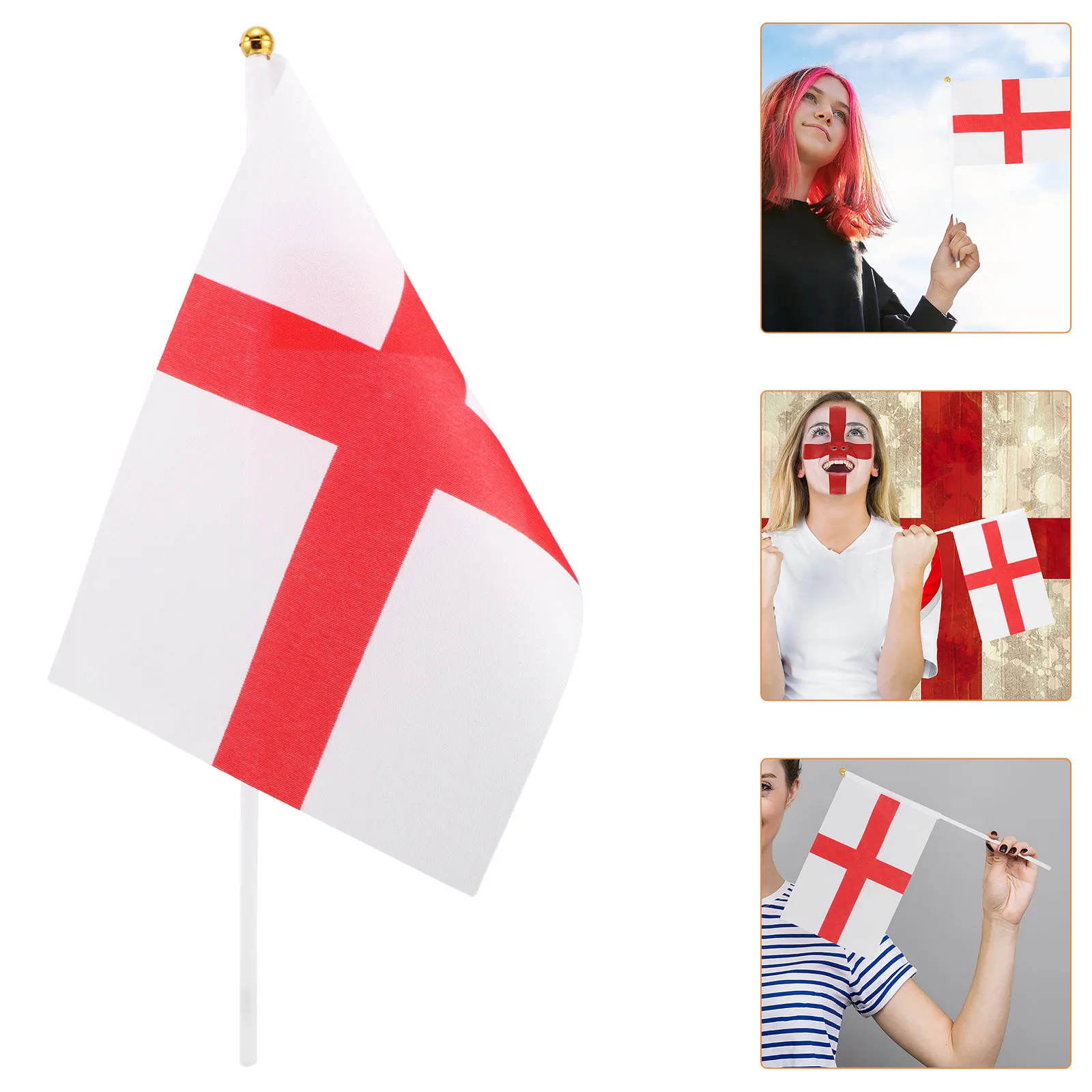 12Pcs Mini England Flag Uk Handheld Waving Flag Polyester Plastic Stick Ideal for Soccer Games Sports Parties Patriotic Outdoor