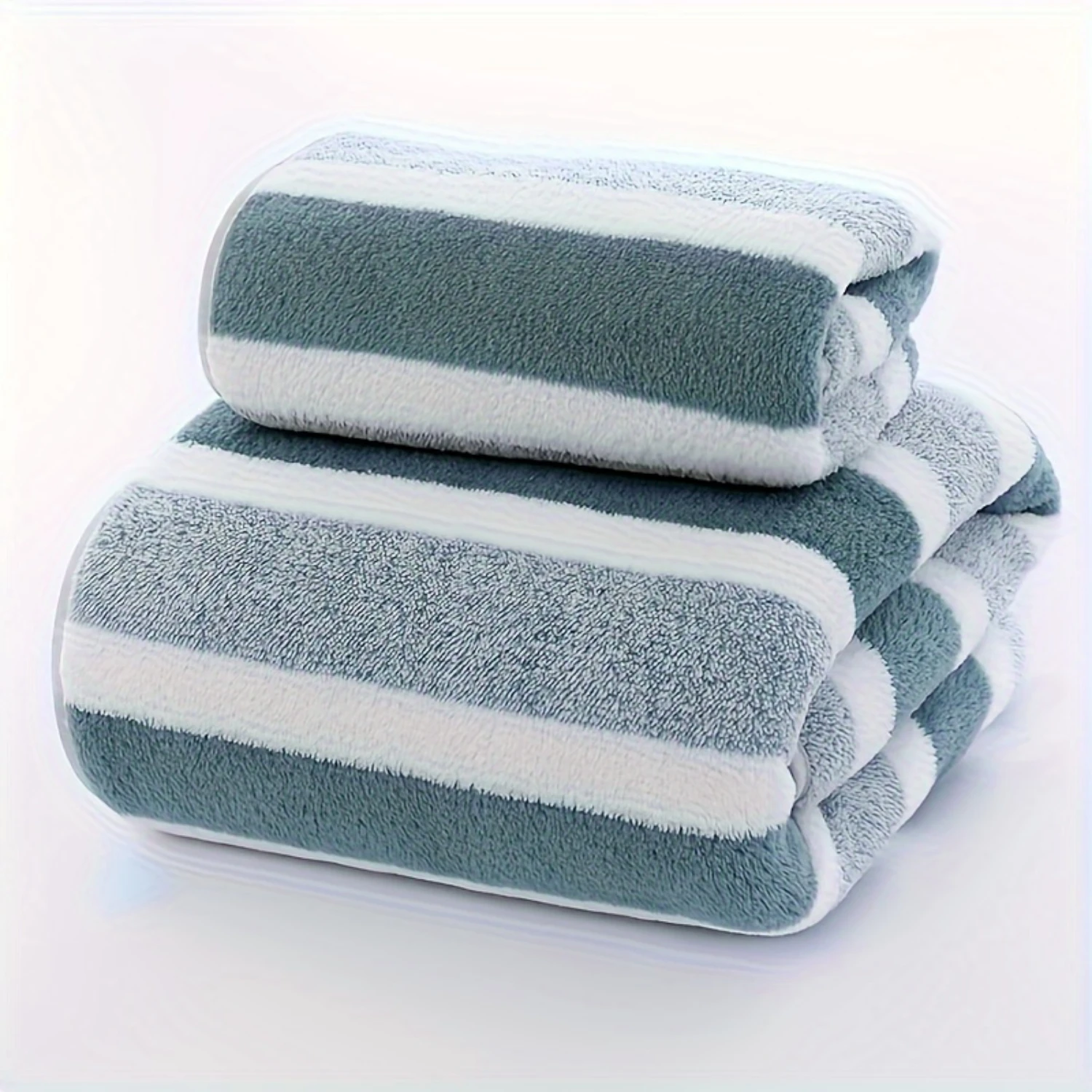 2pcs Striped Pattern Towels, Soft Hand Towel, Bath Towel, Quick Drying Absorbent Towels For Bathroom, Bathroom Supplies