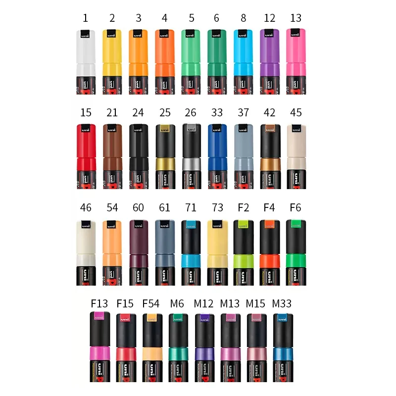 Posca Paint Markers 35 Colors 8K,PC-8K Broad Posca Markers with Broad Chisel Tips, Set of Acrylic Paint Pens for Art Supplies