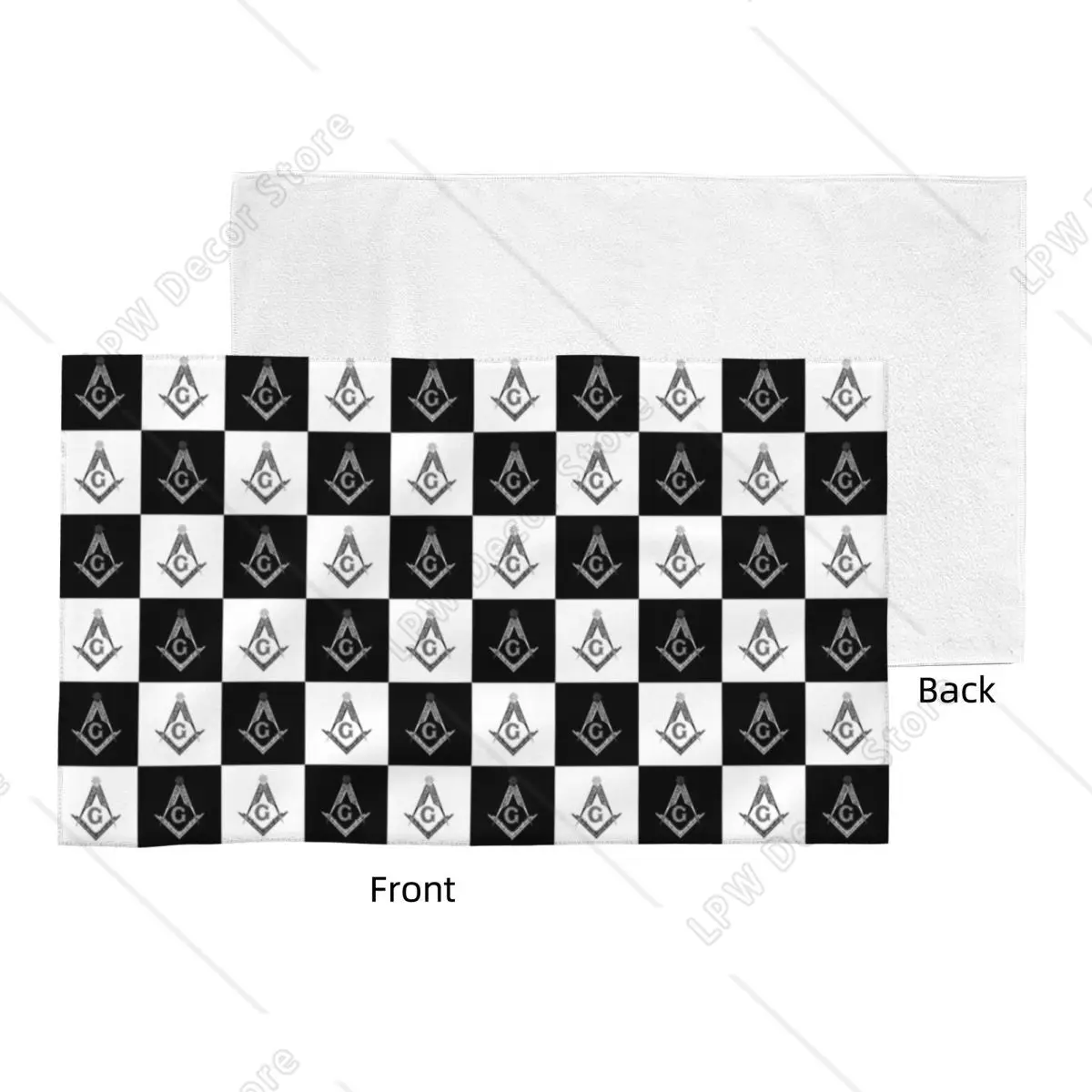Masonic Freemason Checkered Pattern Towel Quick Dry Black and White Plaid Super Soft Cotton Pool Towels