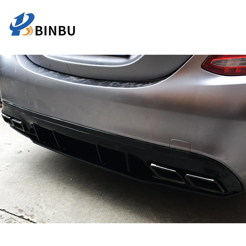 For Benz C-class w205 rear bumper diffuser Kit Black c63s style sports w205 Posterior lip 2015-2019