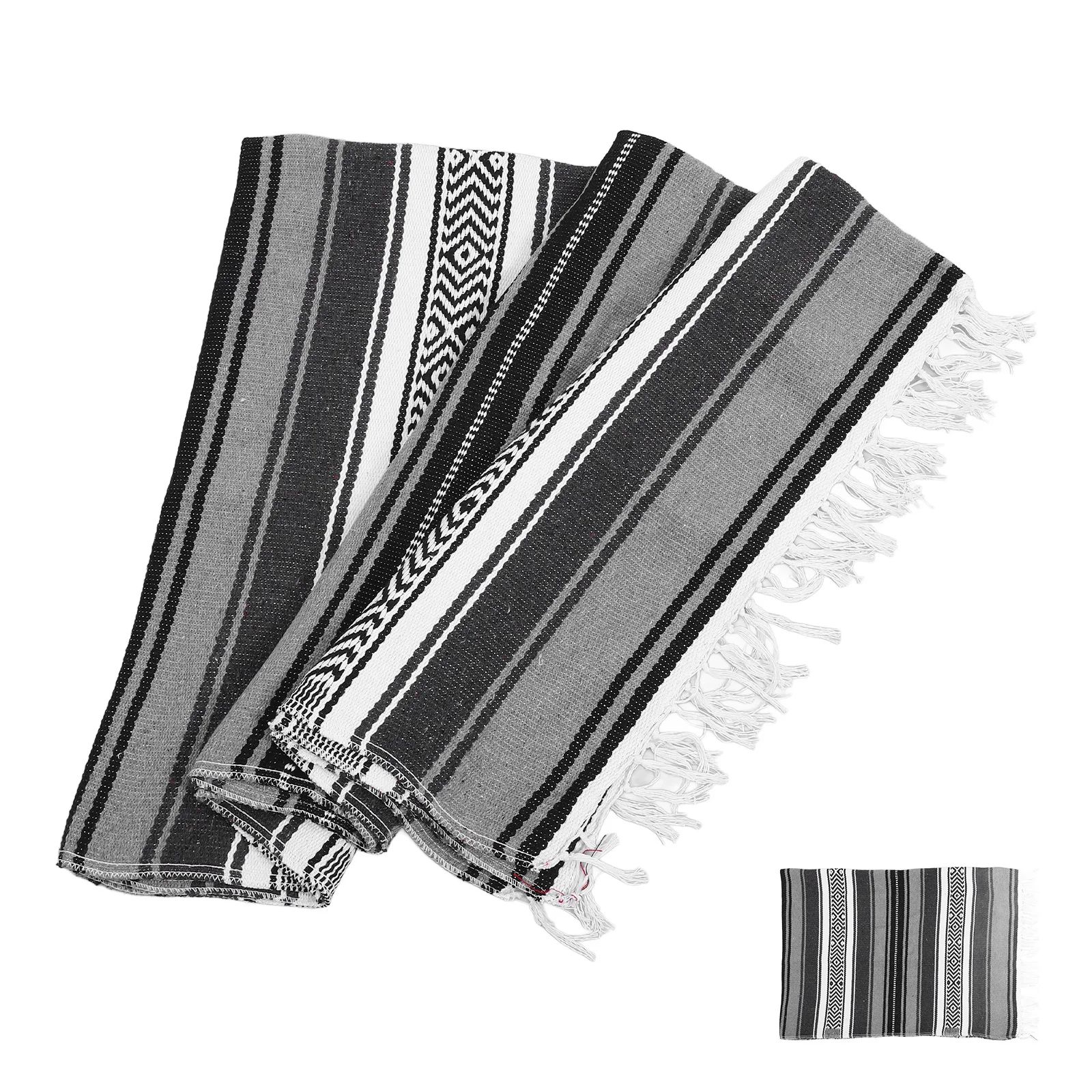 

Soft Mexican Blanket Woven Yoga Mat Thick Vibrant for Evening Strolls Car Grey 130x180cm Mexican Blanket Yoga Mat