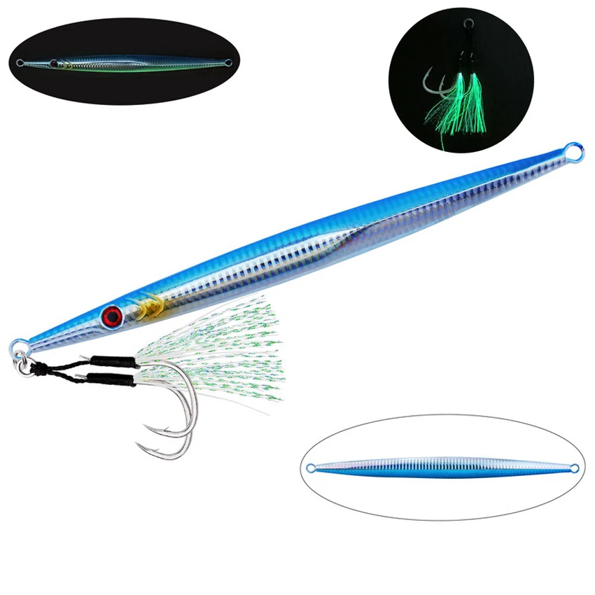 Jig metálico luminoso Slow Sinking – Largo lance para pesca en mar - imagen 5