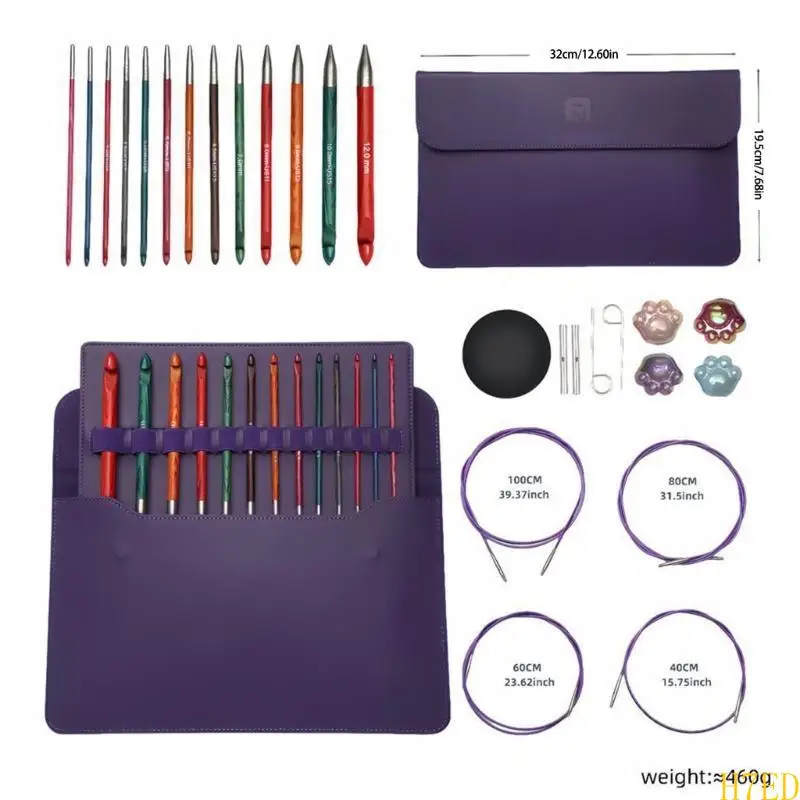 

H7ED Tunisian Crochet Hook Set Interchangeable Crochet Hook Set for Crocheter