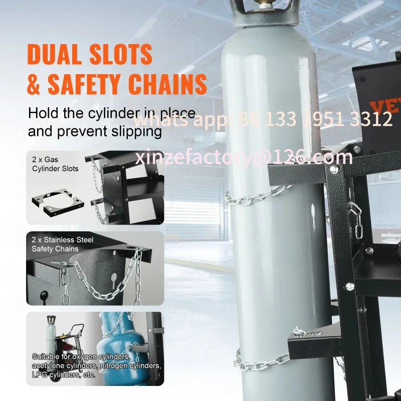 Carrinho de soldagem personalizado, carrinho de soldador de 3 camadas com rodas giratórias, correntes de segurança, armazenamento de tanque de rolamento para cortador de plasma nós