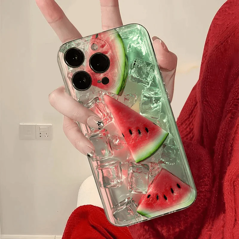 Iced Watermelon Phone Case For Samsung A57 A07 A36 A26 A56 A16 A06 A55 A35 A25 A15 A05 A54 A34 A24 A14 A13 A53 Clear Back Cover