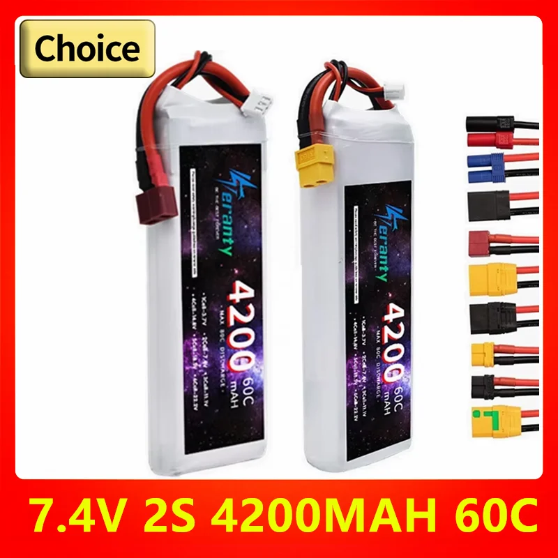 TERANTY 7.4V 2S 4200MAH 60C Lipo Battery With Deans T/XT60/XT90 Connector For RC Airplanes Helicopters Car Boat Truck Parts